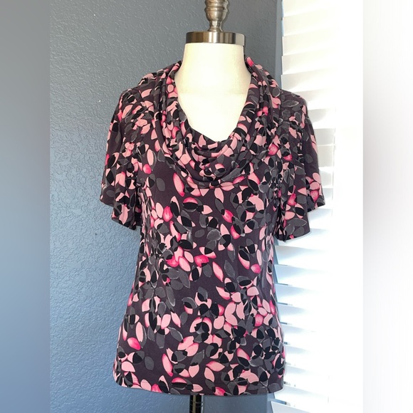 Nine West blouse women’s size small bell short sleeve short dress top stretchy - Picture 3 of 9